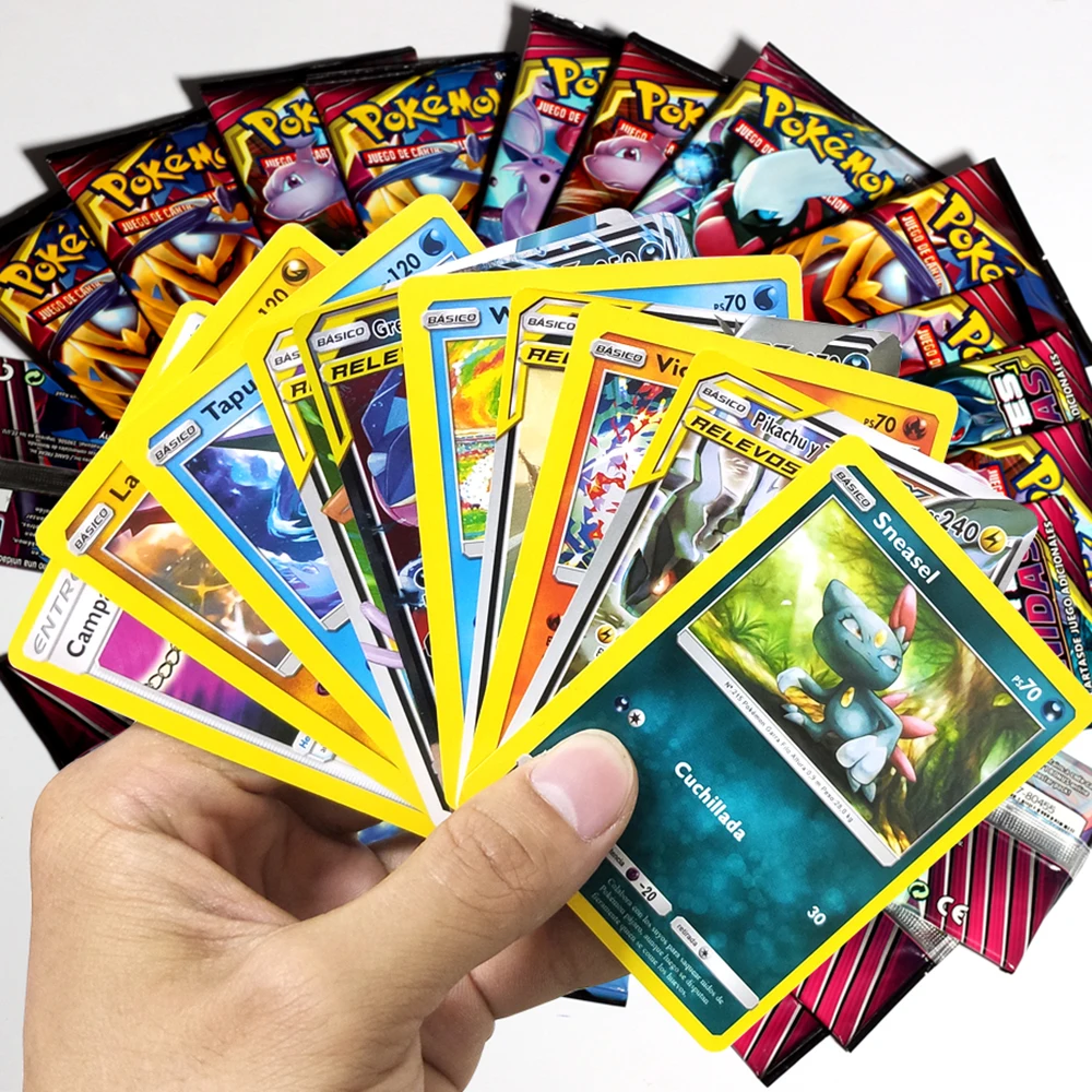 pokemon 324360 pcs cards toys spanish trading card game sunmoon fusion strike collection box card energy trainer free global shipping