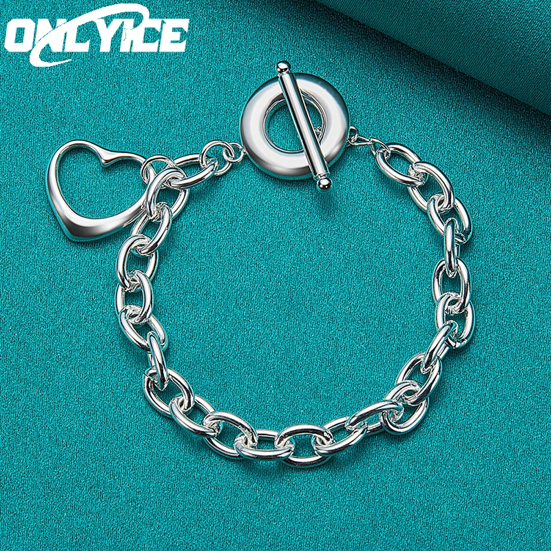 

925 Sterling Silver Hollow Heart Bracelet Ot Buckle Chain For Women Men Jewelry Fashion Party Beautiful Romantic Wedding Gifts