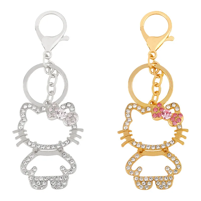 

13Cm Sanrios Cartoon Kawaii Cinnamoroll My Melody Hello Kittys Rhinestone Cute Car Keychain Metal Bag Pendant Keychain Ring