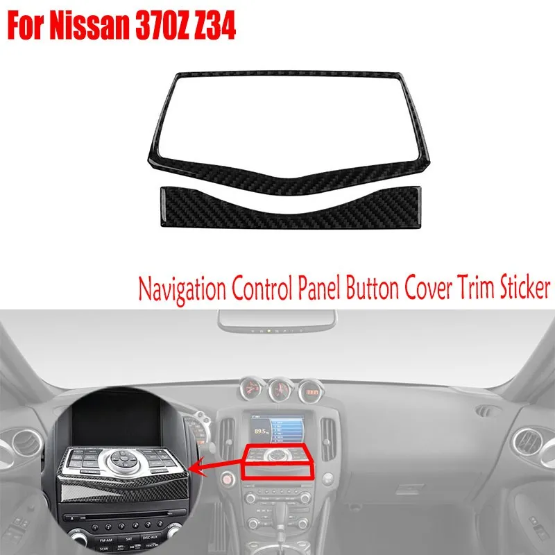 

Автомобильные аксессуары из настоящего углеродного волокна, внутренняя часть панели управления навигацией, Кнопочная крышка, наклейка для Nissan 370Z Z34 2009-2020