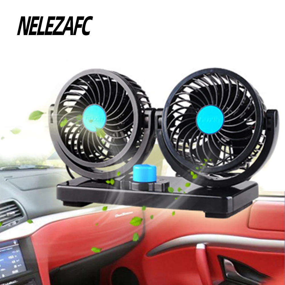 

Автомобильный двойной вентилятор 12 В/24 В, 360 градусов, круглые аксессуары для охлаждения, эргономичная плата, летние автомобильные аксессуа...