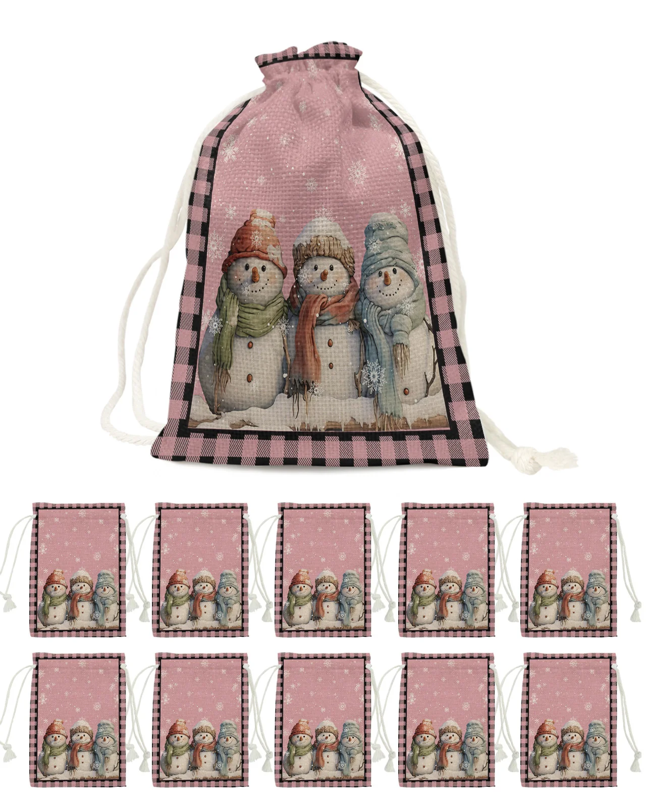 

Christmas Snowflake Snowman Candy Bags Santa Gift Bag Home Party Decorations Navidad Xmas Linen Gift Bags Packing Supplies