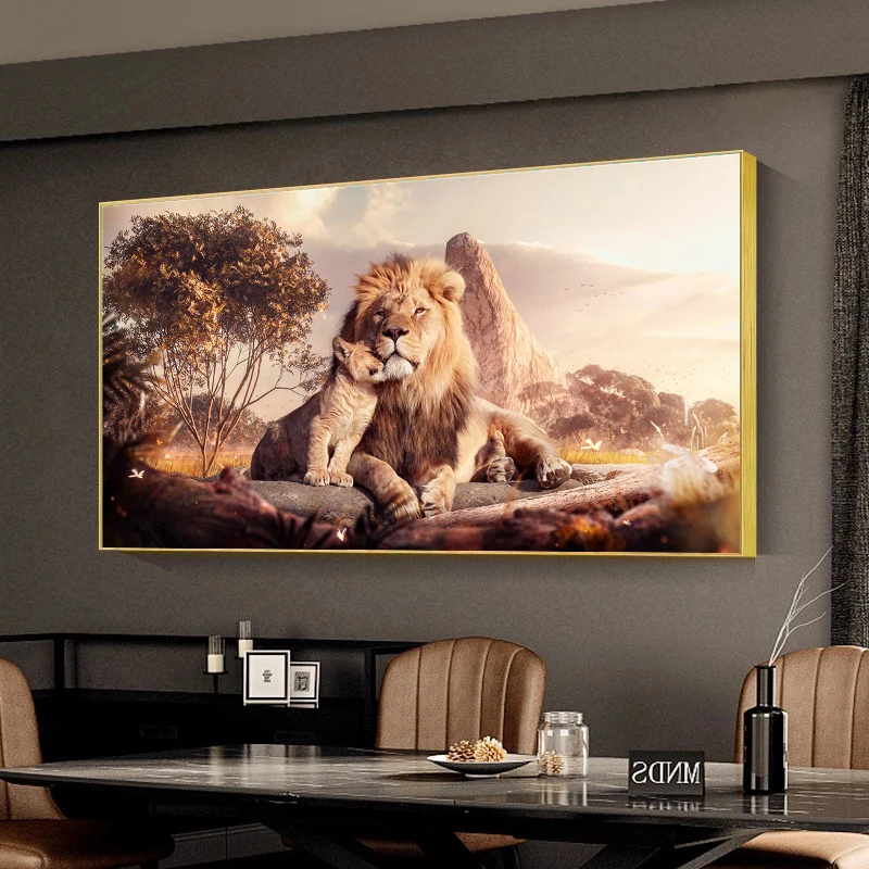 

Canvas Painting Prints Modern Mom and Baby Lions Animal Poster Wall Art Picture For Living Room Home Decor Painting Cuadros