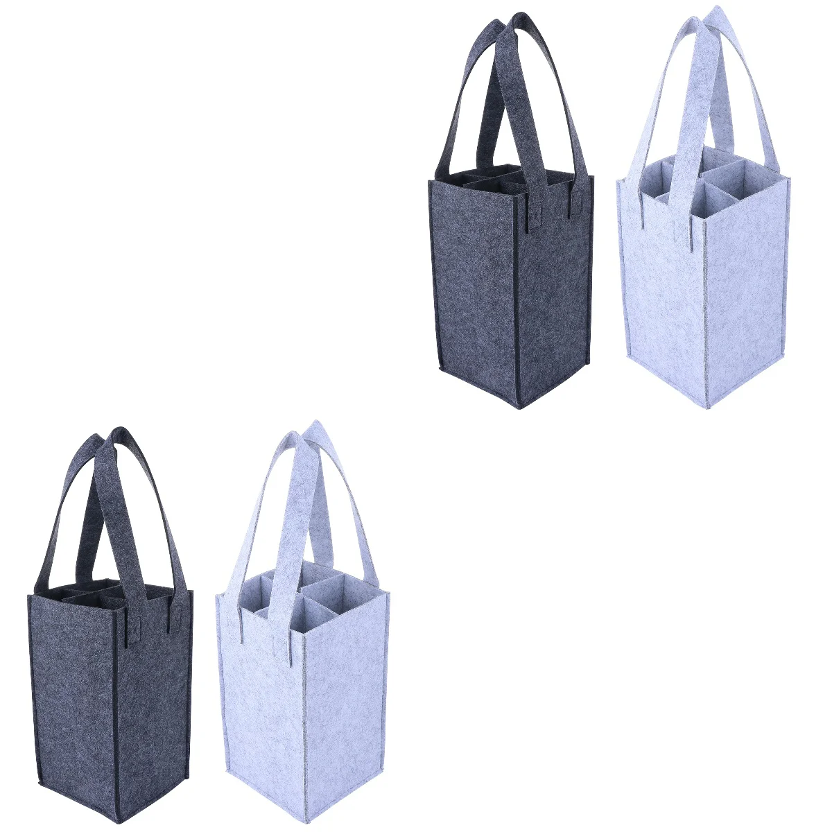 

4 Bottle Storage Felt Tote Bags Portable
