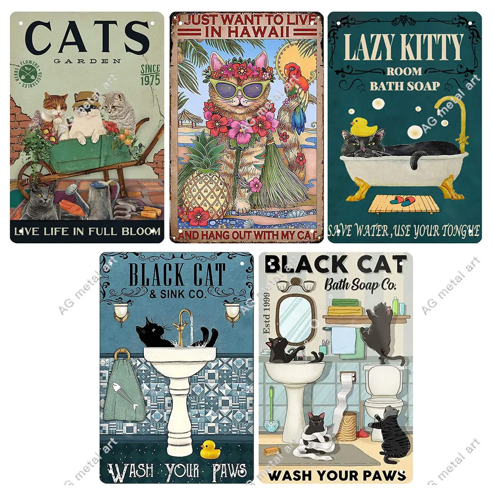 

Винтажная кошка Ретро металлическая пластина Оловянная табличка плакат настенный художественный плакат защищенный винтажный металлический жестяной знак