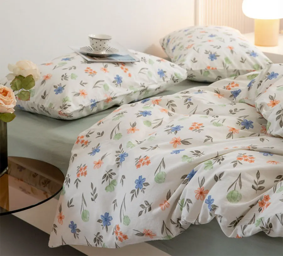

Современный пасторальный Комплект постельного белья с цветочным рисунком для подростков, хлопковая домашняя текстильная простыня, подушка, пододеяльник