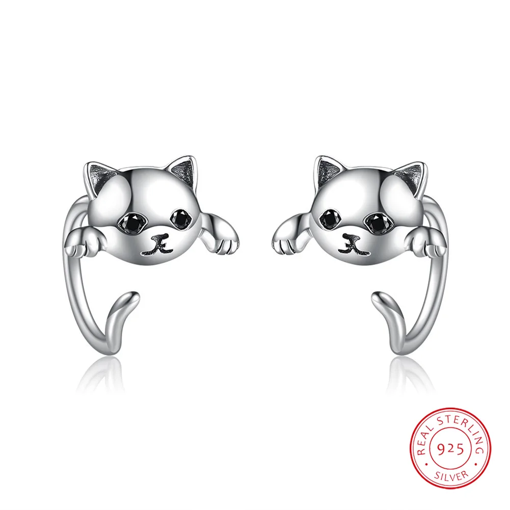 

Fashion Jewelry 925 Sterling Silver Cute Cat Stud Earrings for Women