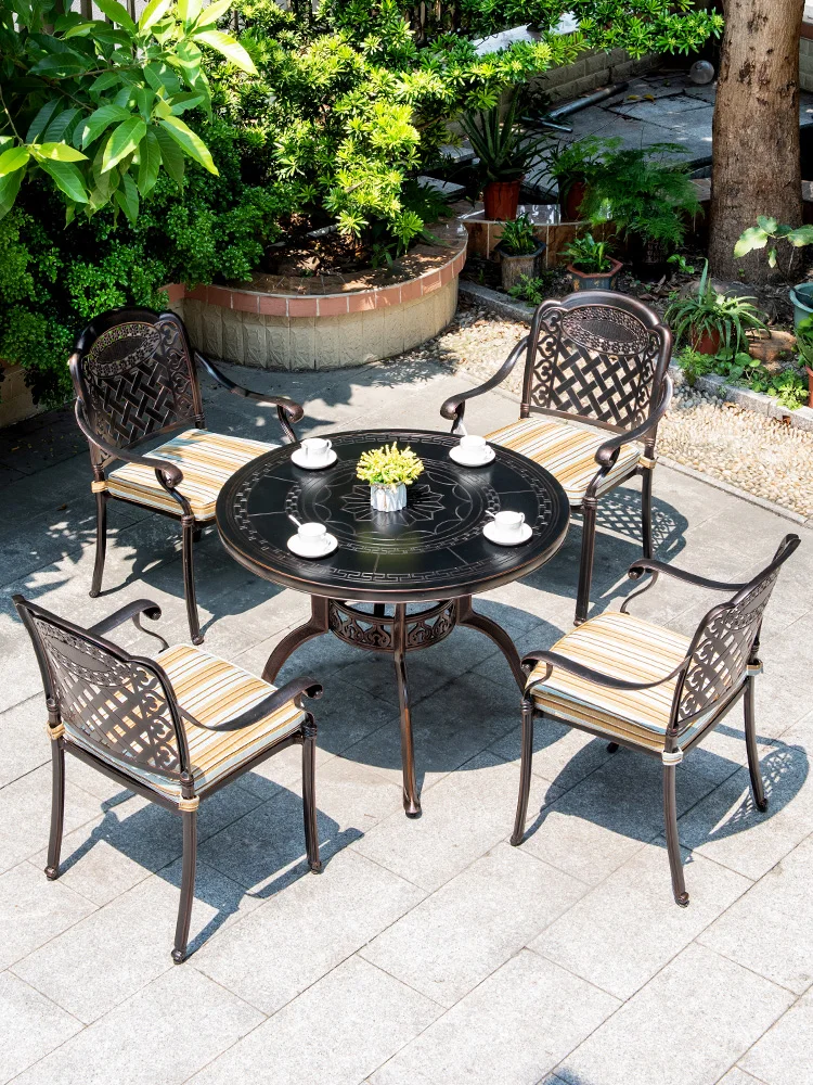 

Outdoor cast aluminum tables and chairs courtyard combination iron balcony outdoor balcony sunscreen tables and chairs