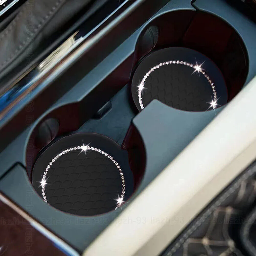 

2pcs Car Coaster Water Cup Bottle Holder Anti-slip Pad Mat Universal Round Drinks Holders Coaster Car Interior Accessories