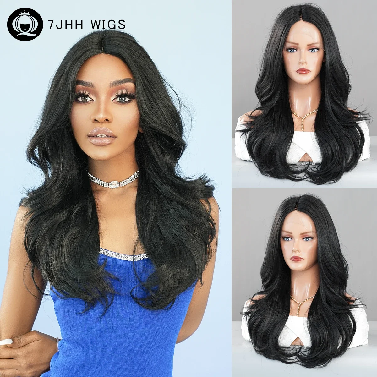 7JHHWIGS кружевной передний парик HD прозрачный 13*4 Свободный волнистый черный для