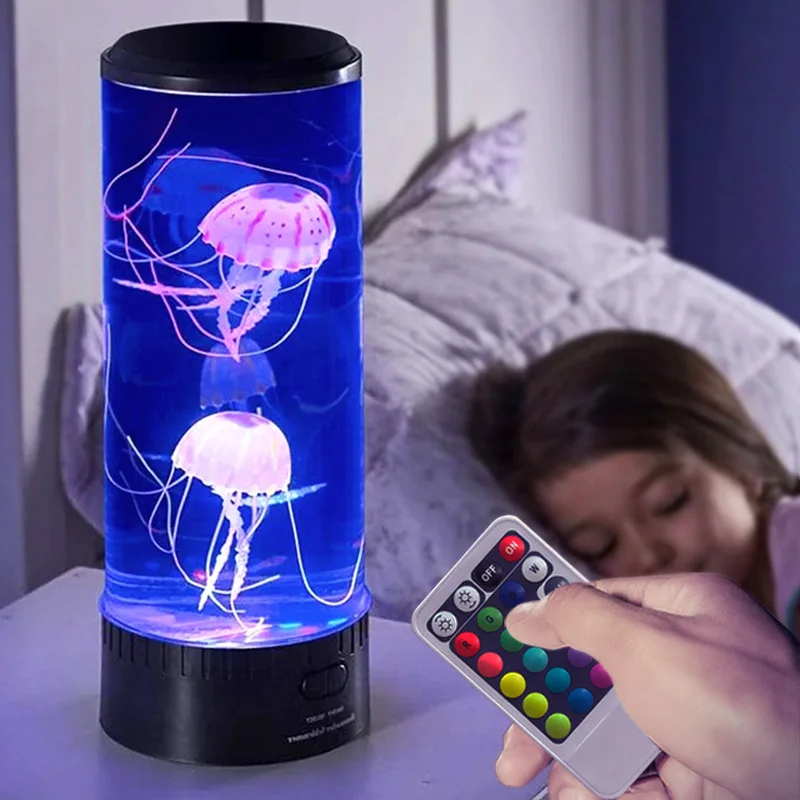 

2022 LED Simulation Jellyfish Lava Lamp USB Colorful Bedroom Bedside Atmosphere Night Light Birthday Gift Room Ornamental Lights