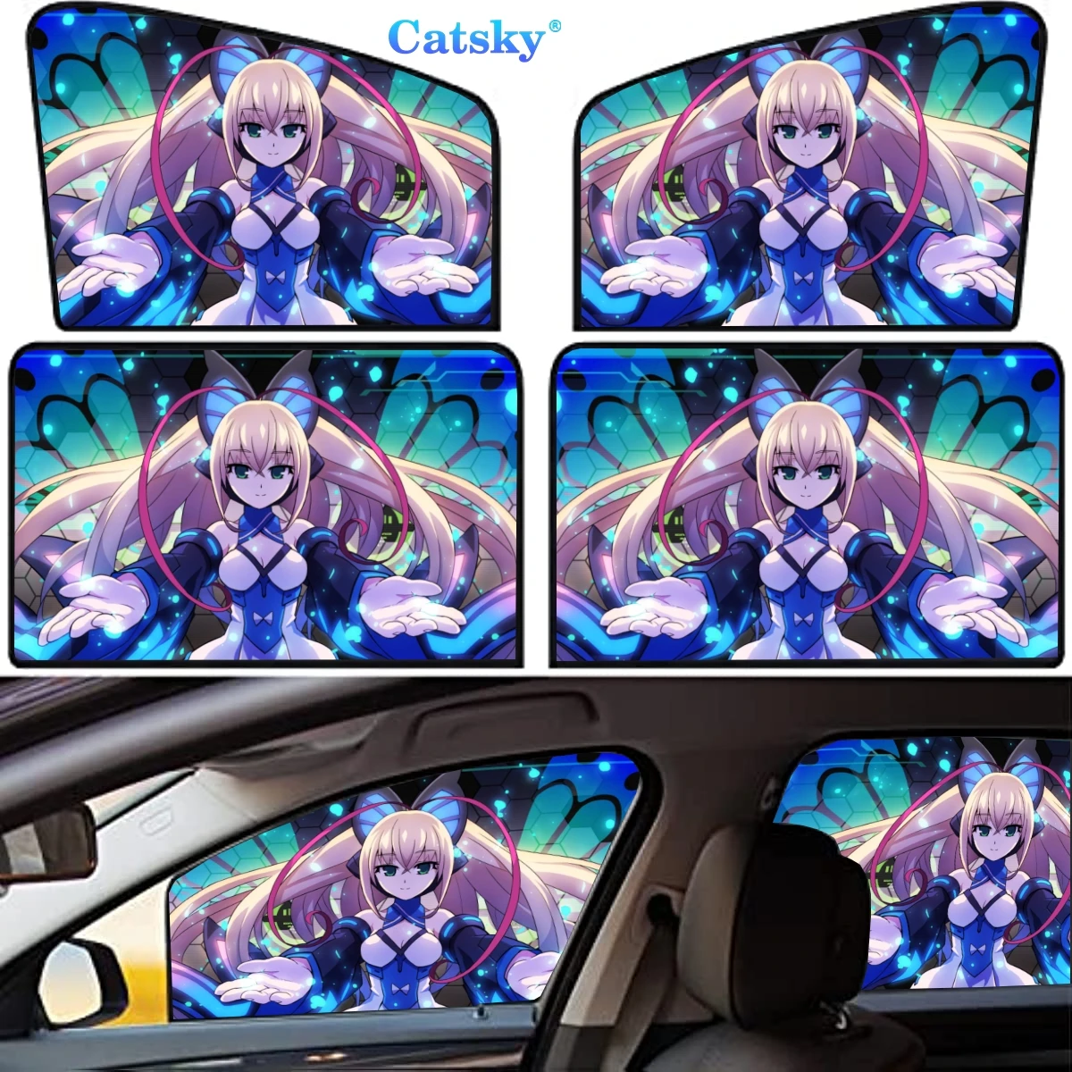 

Demon Slayer Kyojuro Rengoku 4 Pieces Privacy Car Window Sun Shades Magnetic Blackout Car Window Covers Car Curtains