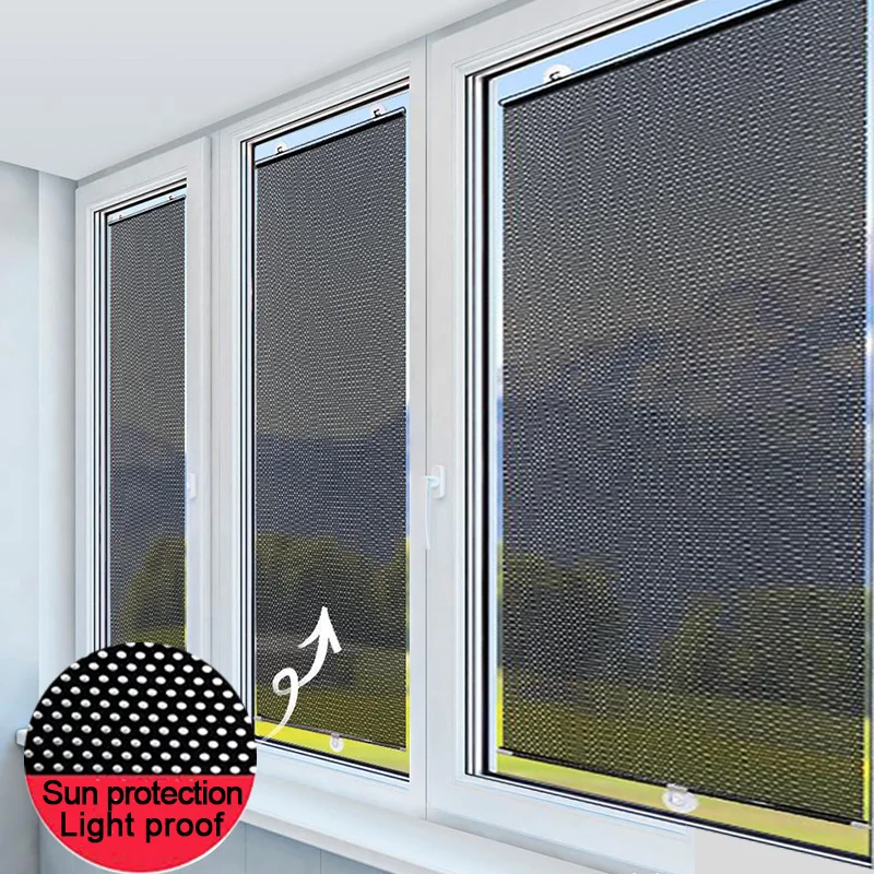Universal Roller Blinds Suction Cup Sunshade Blackout Curtain Bedroom Kitchen Office Window Free Punching Sun-shading Curtains