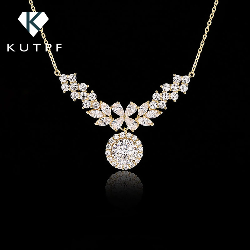 

2carat 8mm Moissant Diamond Pendant Necklace with Gra Certificates 925 Sterling Silver Plated 18k Gold Necklaces for Women KUTPF