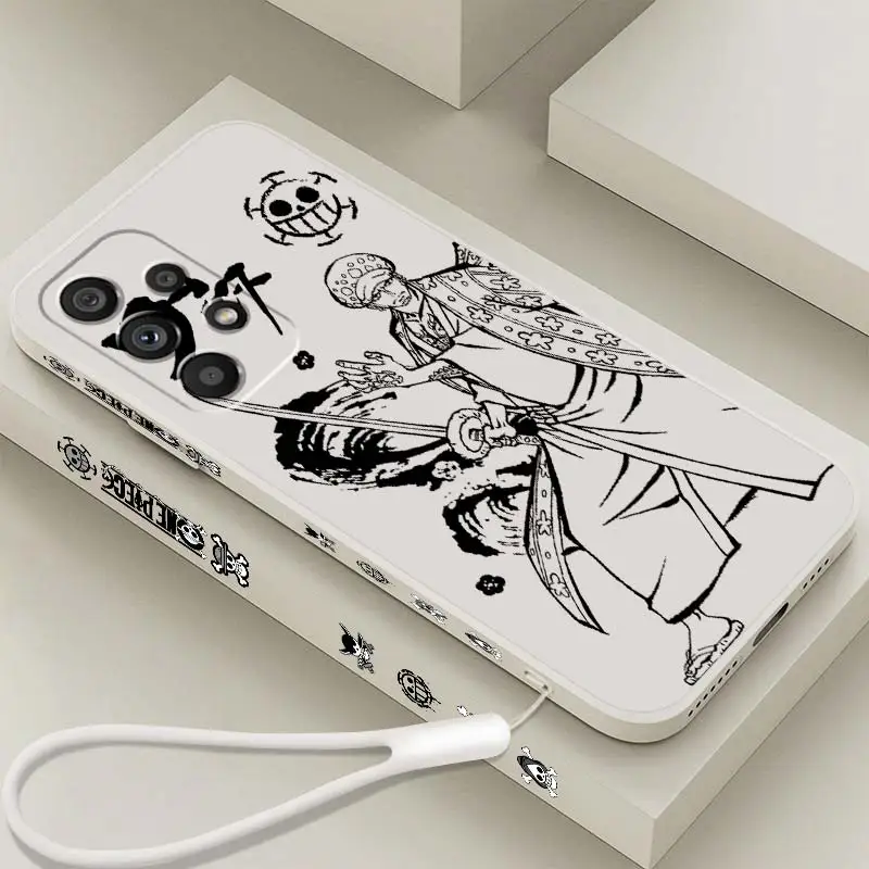 

O-One P-Piece Luffy Anime Phone Case For Samsung Note 20 10 A54 A31 A14 A03 A22 A34 A04 A24 Ultra Plus 5G Liquid Left Rope