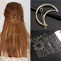 fashion metal love hair clips elegant star moon women simple geometric hairpins side clip girls sweet headdress hair accessories