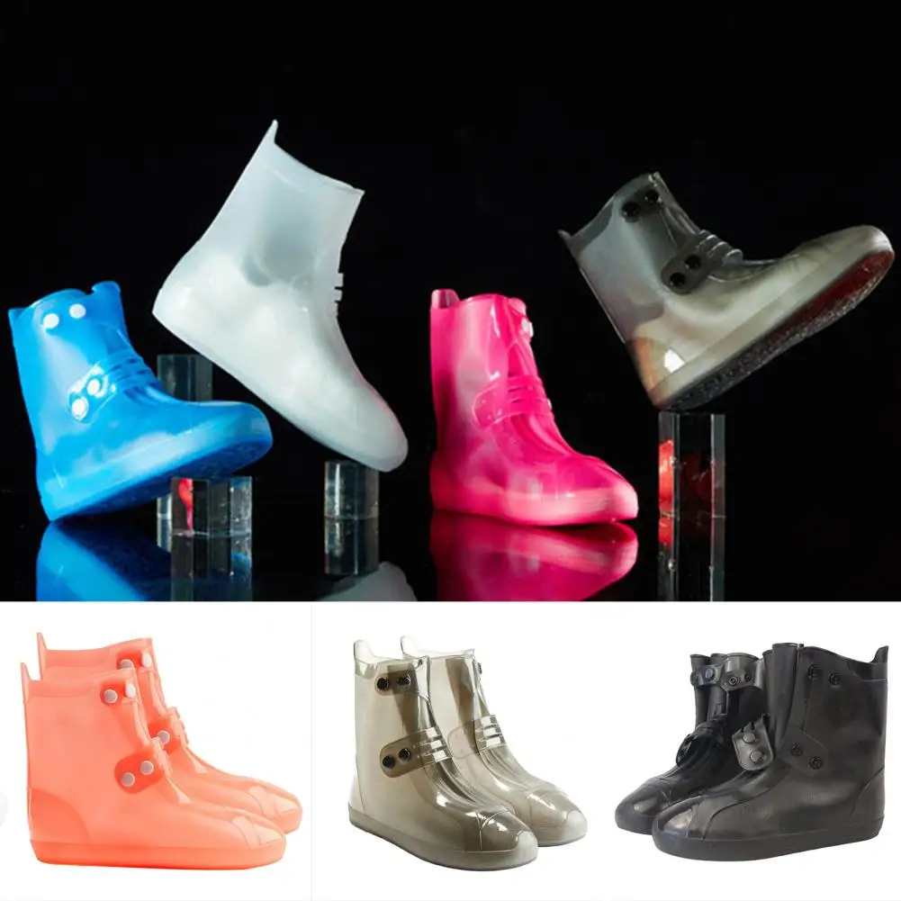 

1 Pair Boot Covers Buckle Closure Dustproof Non-Slip Ankle High Shoe Protection Thickened Foldable Waterproof Rain Shoe Covers