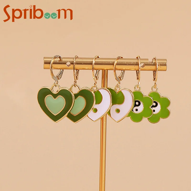 

Creative Heart Drop Earrings for Women Girls Flower Butterfly Dangle Earring Double Layer Color Love Heart Gold Trendy Jewelry