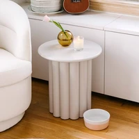 nordic minimalist white coffee table solid wood small sofa side table creative cylindrical mini corner table home furniture