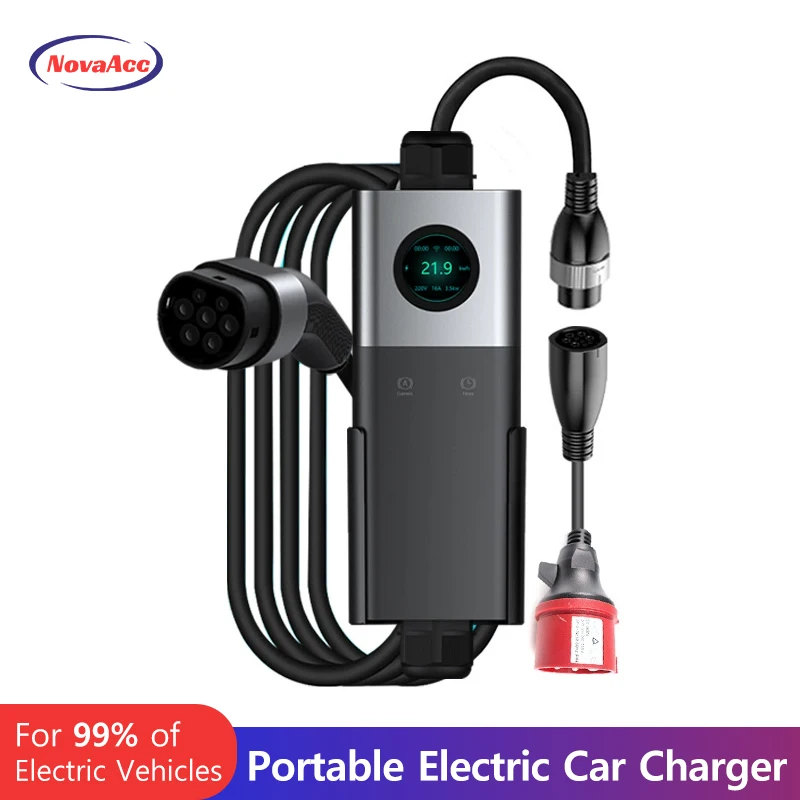 NovaAcc Ev зарядное устройство Wallbox 7 кВт 32 А 16 3 фазы 11 22 Тип 2 автомобильное для быстрой