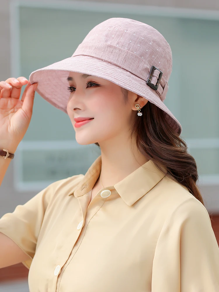 

Hat Female Summer Thin Section Fashion Big Brim Fisherman Hats Outdoor Street UV Protection Sun Cap All-match Mother Pot Caps