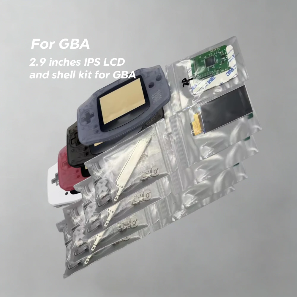 Фото 2.9'' IPS LCD-экран для GBA, не требует обрезки корпуса, простая установка, 2.9'' IPS-экран высокой яркости и комплект корпуса для Gameboy Advance GBA. №1