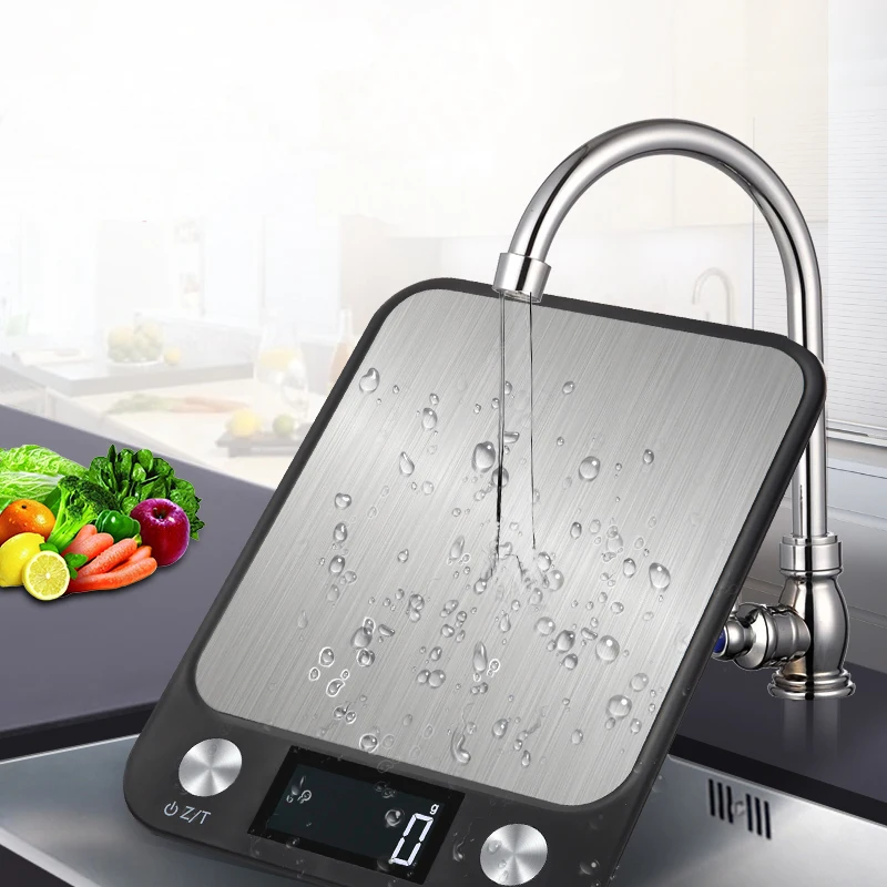 

LCD Display Digital Food Kitchen Scale 1-5Kg Stainless Steel for Weighing Food Cooking Tools Balance Waterproof Battery Powered