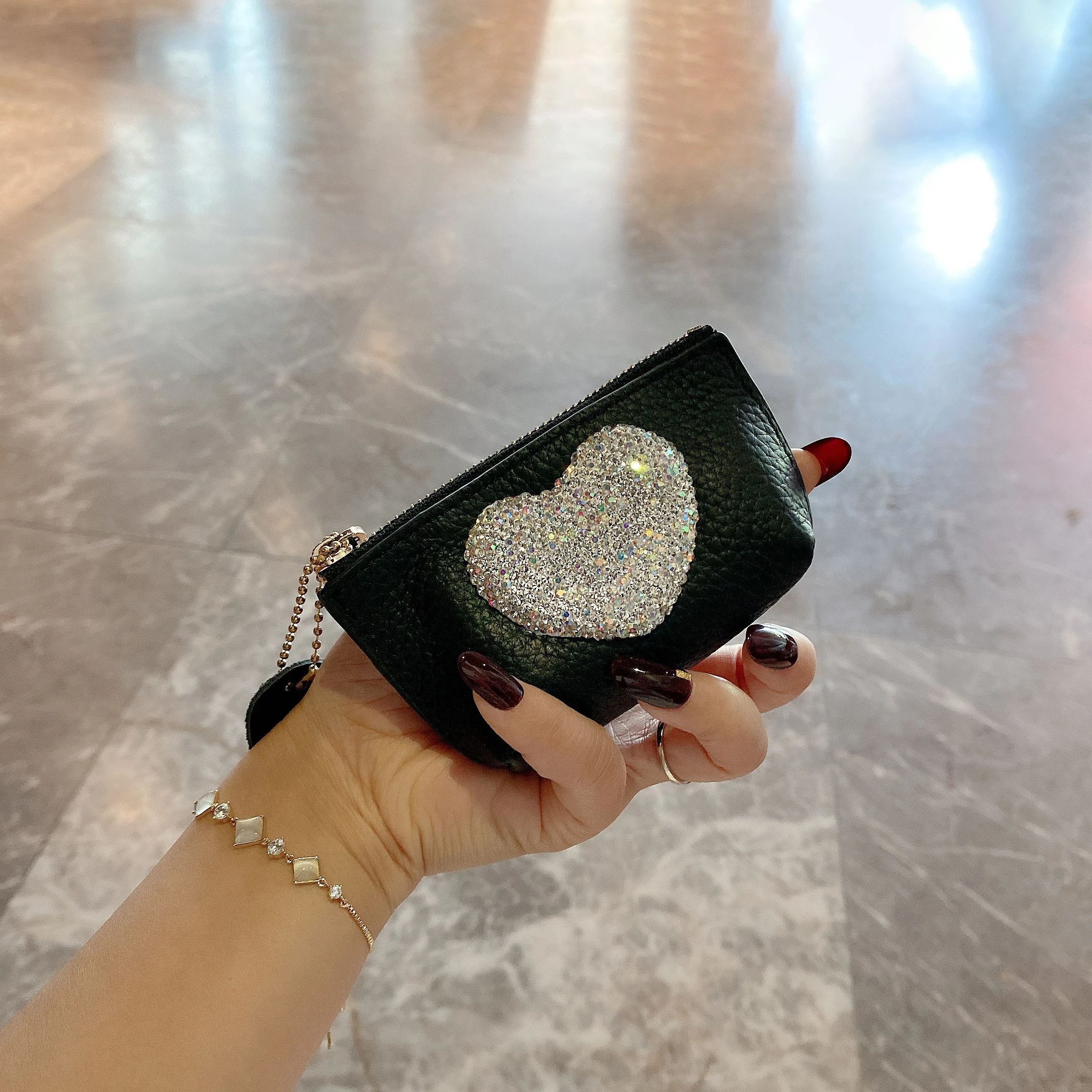 

Diamond Heart Women's Wallet Female Purses Coin Purse Card Holder Wallets Pu Leather Clutch Mini Money Bag Pu Leather Wallet