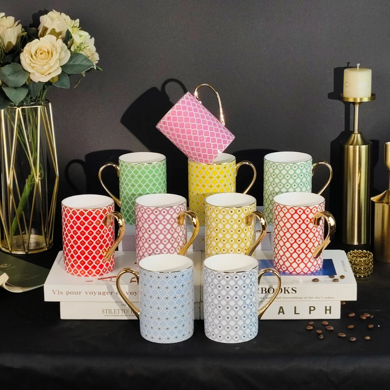 2024 новый охотничий узор костяной фарфор легкая роскошная кружка кофейная