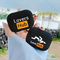 funny love you hub tv approve earphone case for charging box for airpods1 2 3 pro luxury black wireless bluetooth headphone case