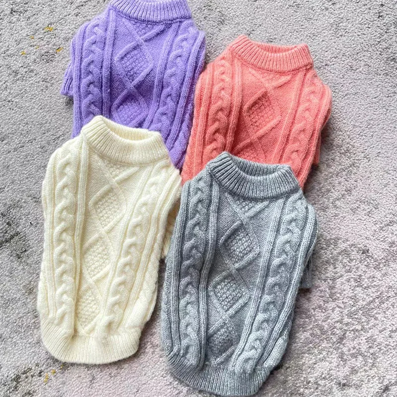 

Dog Sweater Thick Warm for Winter Designer Dog Clothes Beautiful Braided Knit Coat Pet Shop tudo para caes