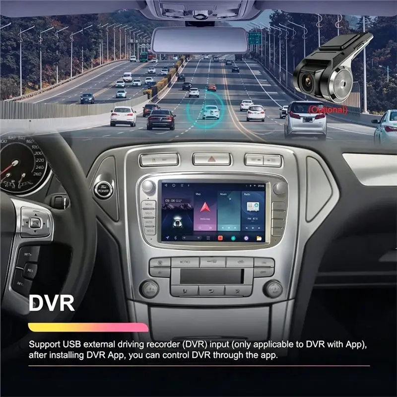 Фото Беспроводное автомагнитола с CarPlay и Android Auto, 7-дюймовый мультимедийный видеоплеер с GPS, BT, FM, RDS для Ford Focus II 2008-2011 №1