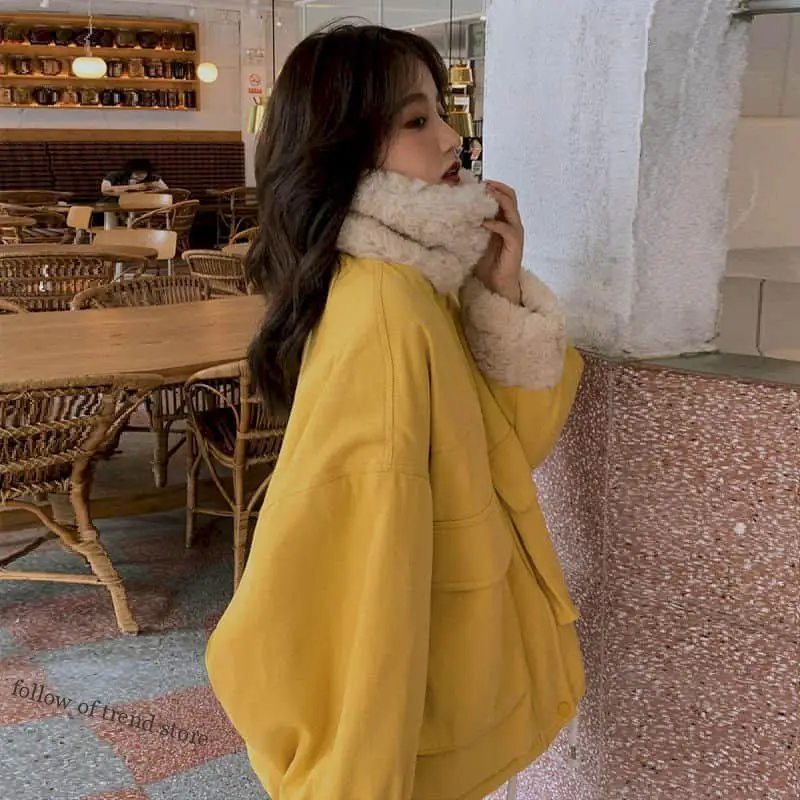 New Winter Kawaii Coat Women Parkas Top College Thick Velvet Loose Cute Women Jacket Female Sweet Outwear Clothing korean