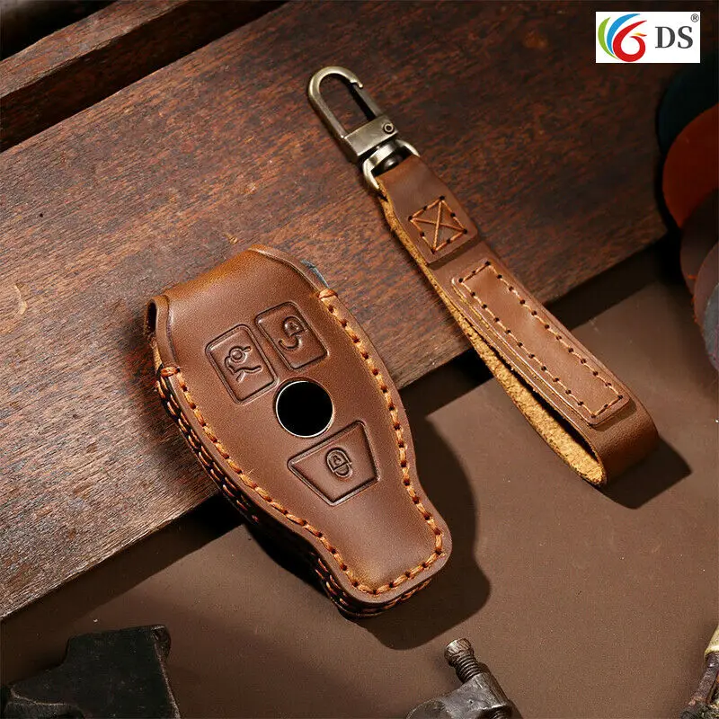 

3 Buttons Blue Leather Remote Key Case Cover Skin Holder For Mercedes Benz A B C E G R S G ML Class Accessories