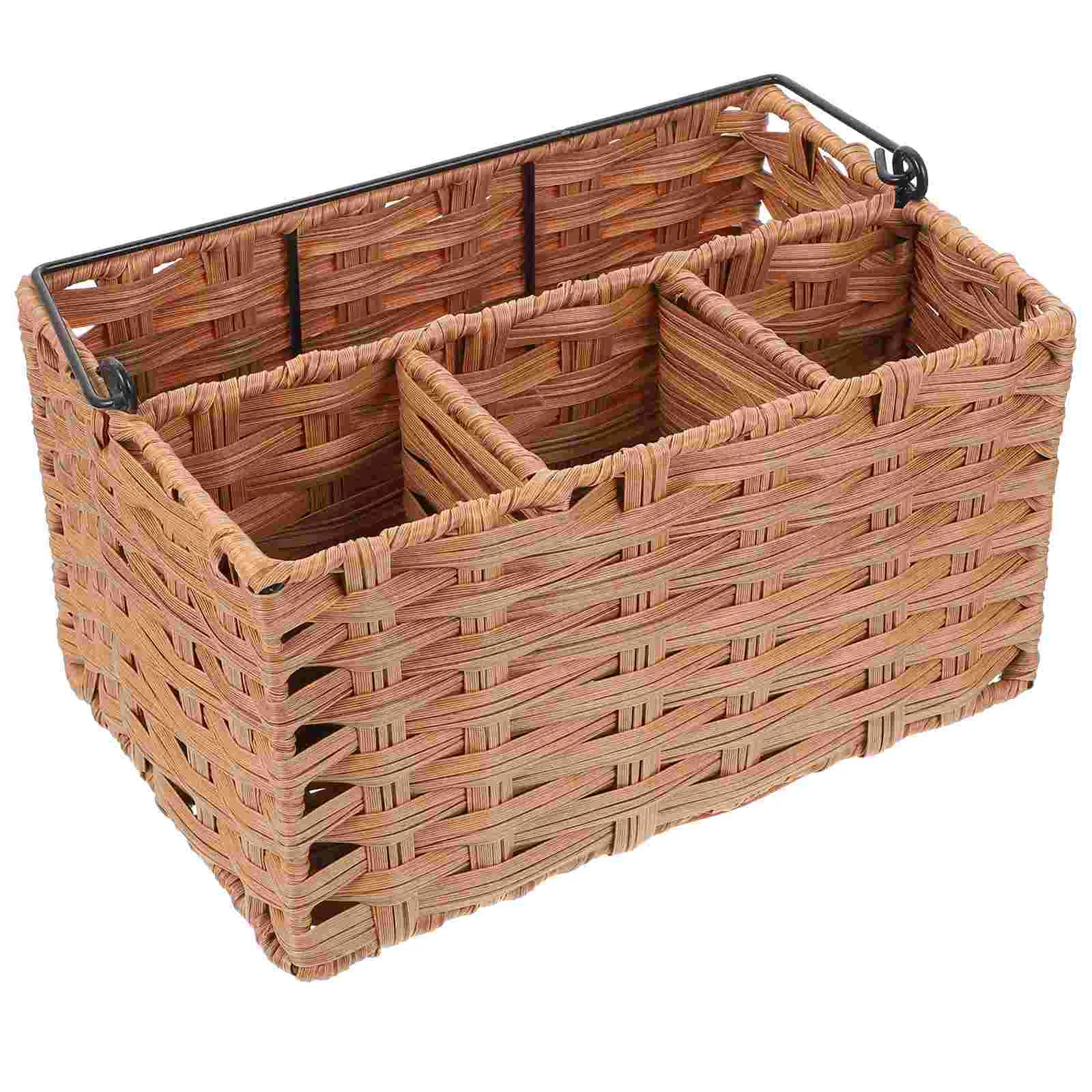 

Holder Utensil Basket Cutlery Organizer Flatware Storage Kitchen Rattan Woven Box Traytea Wicker Woodenhome Rustic Countertop