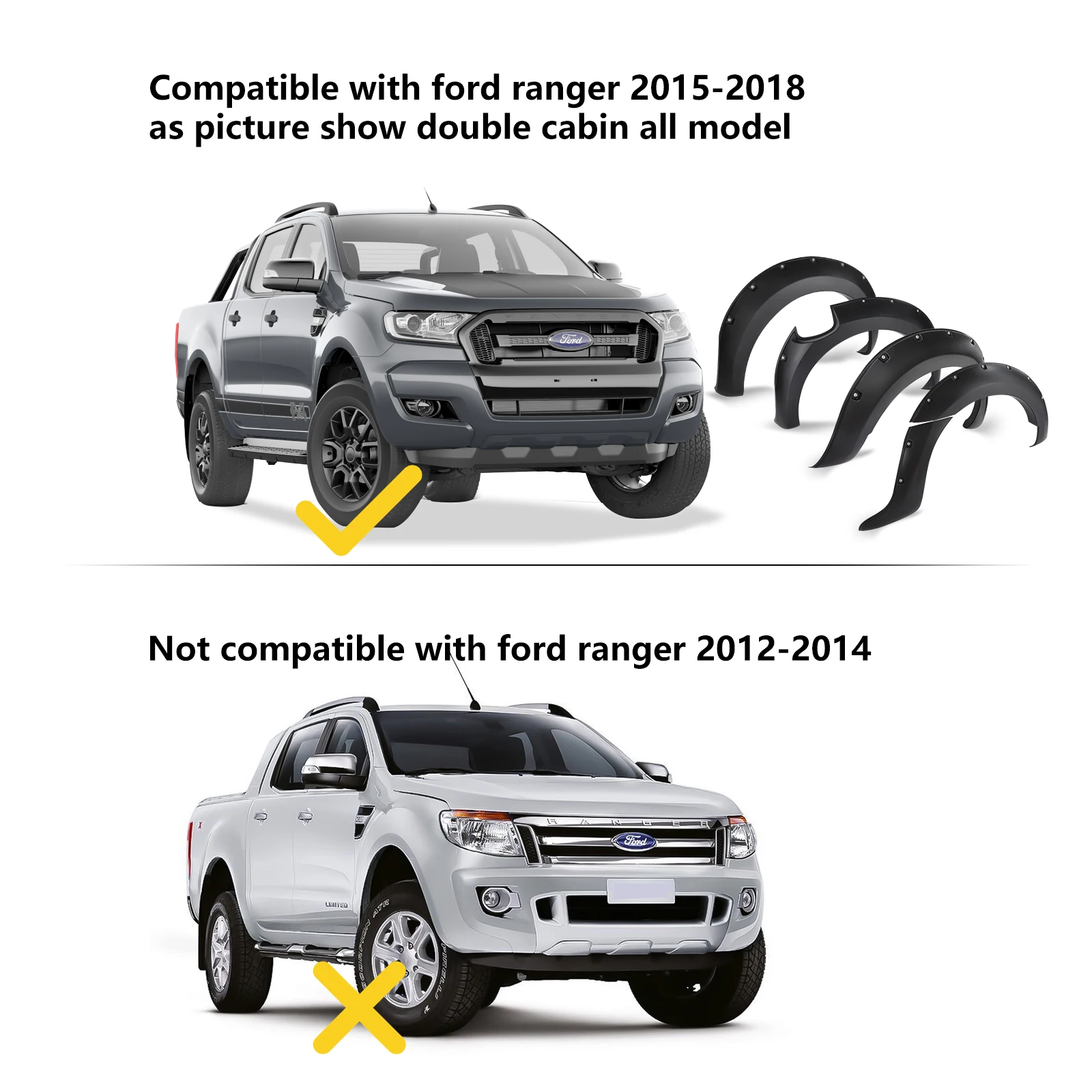 9 дюймов заклепанные факели для крыльев удлинитель колесной арки Ford Ranger T7 2015 2016 2017