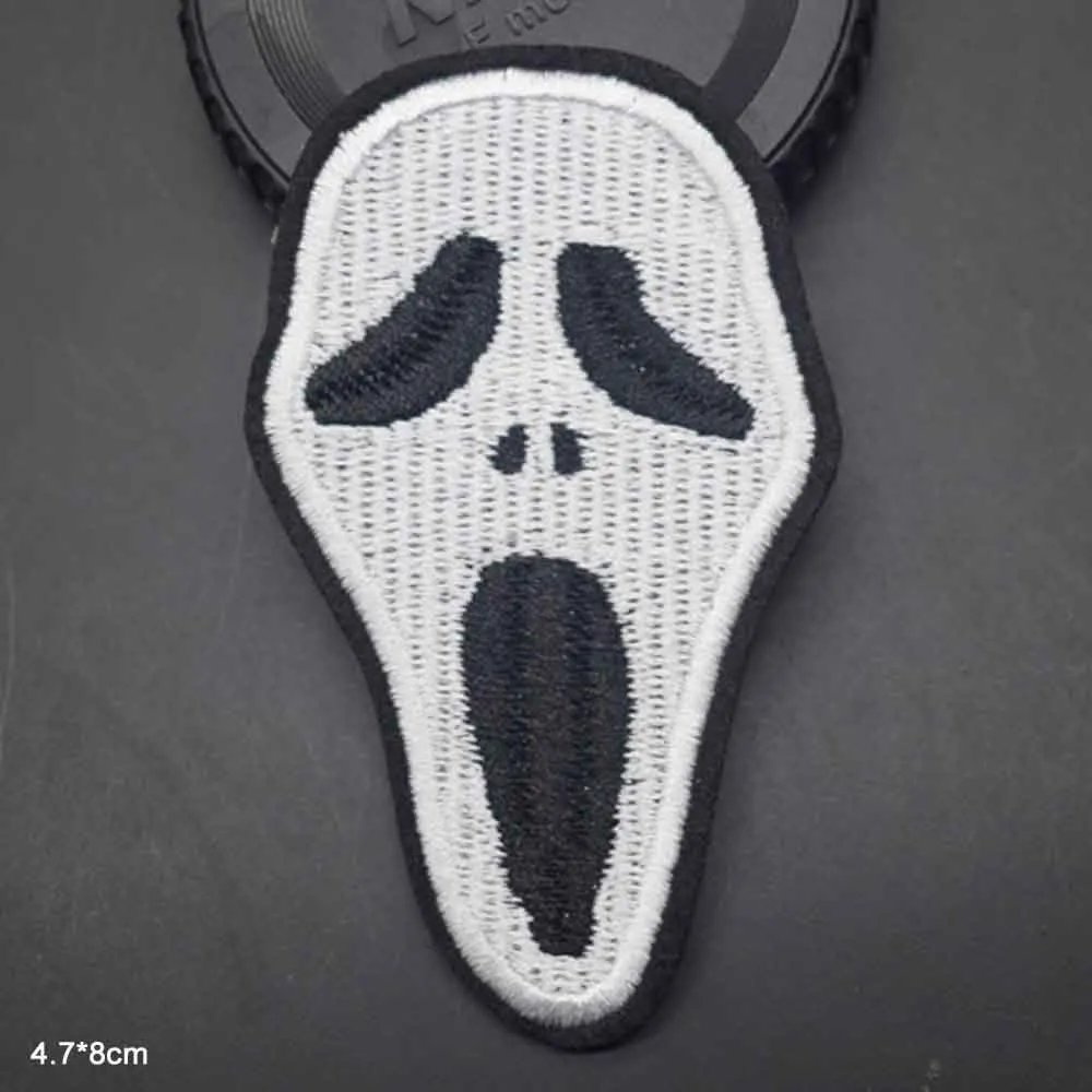 Ужас Хэллоуин крутая страшная белая маска с криком вышитая нашивка для одежды