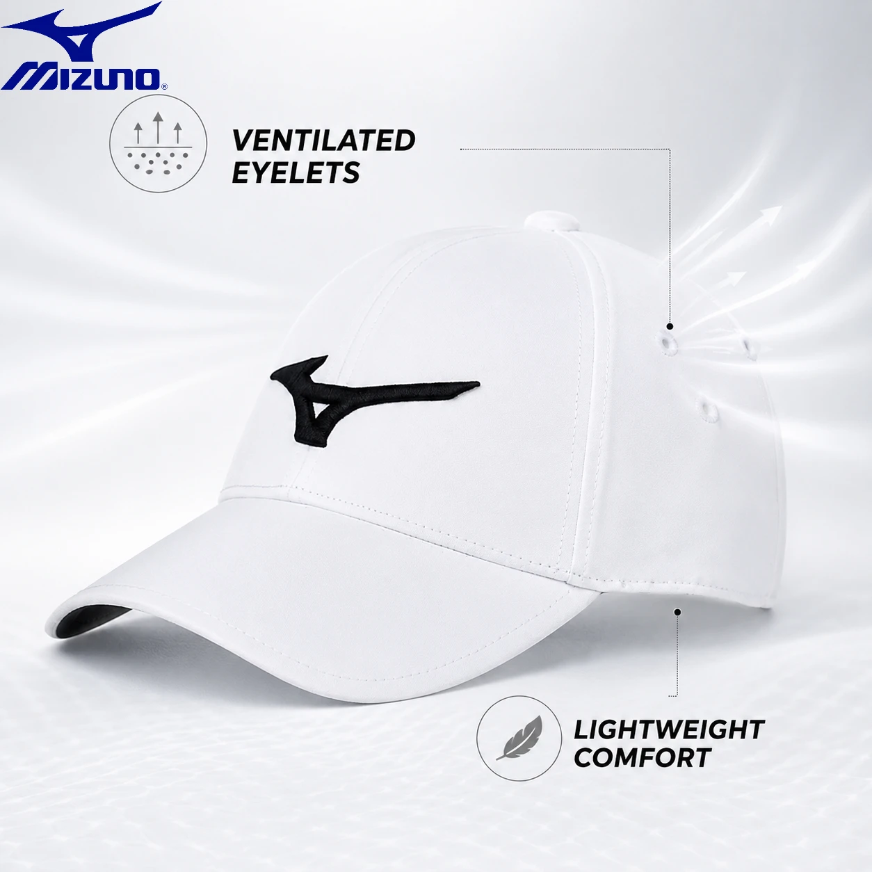 Фото Мужская летняя дышащая кепка для гольфа Mizuno, профессиональная легкая спортивная бейсболка, повседневная кепка для гольфа №3
