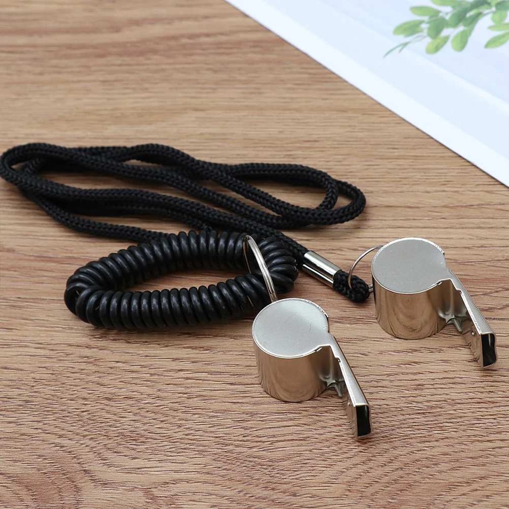 

Whistle Metalreferee Steel Lanyardfootball Emergency Soccer Professional Stainlesswhistles Loud Blast High Frequency Outdoorkids