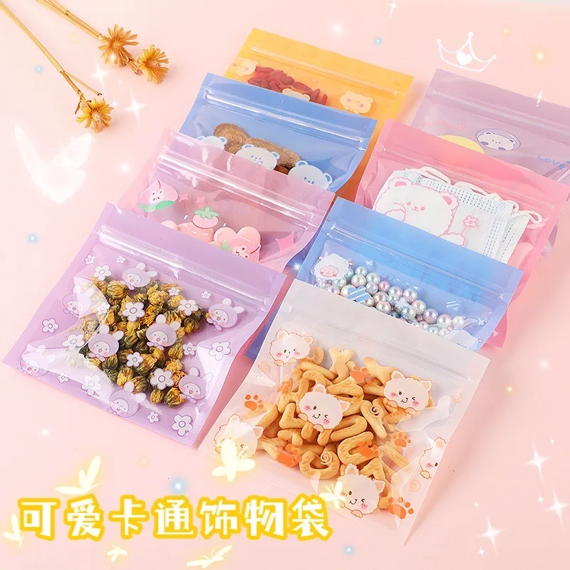 

10pc Cute Cartoon Ziplock Pockets, Small Jewelry, Candy Biscuit Masks, Sealed and Easy To Store Christmas Gift Packaging Bags