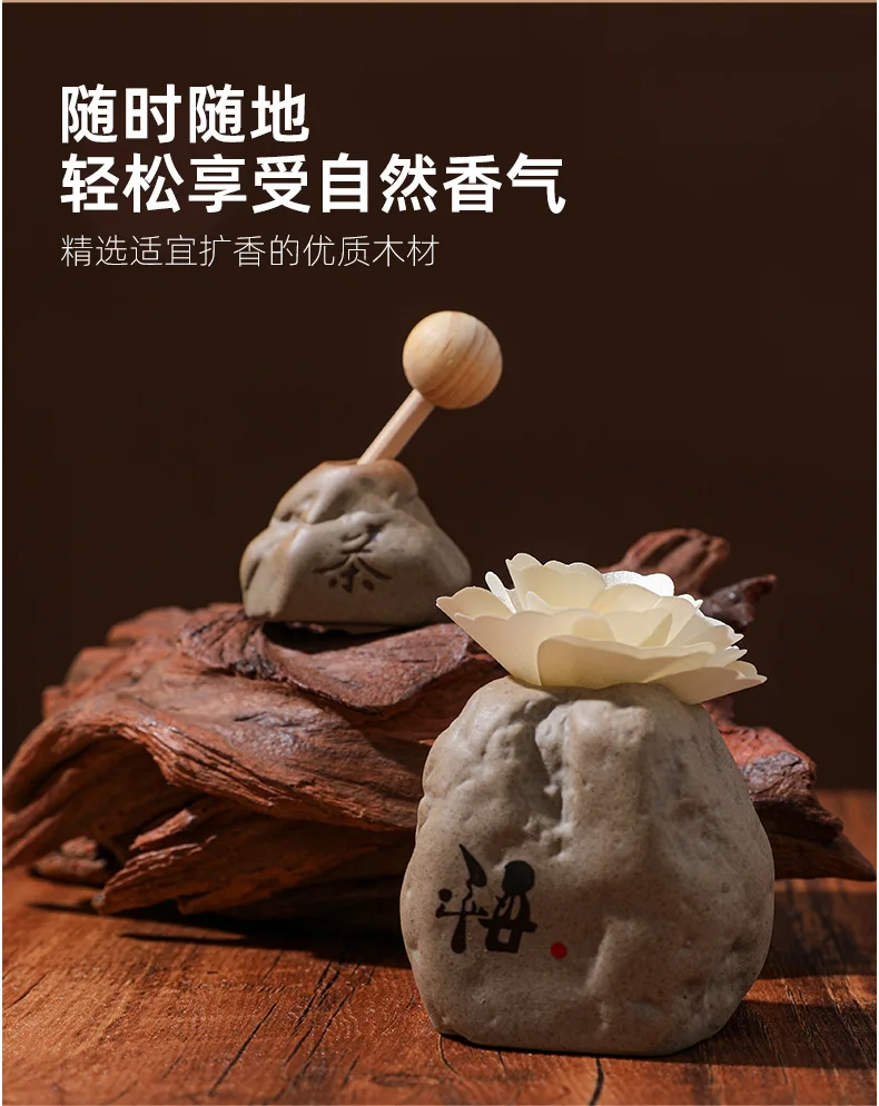 

Zen Ceramic Fragrance Diffuser Stone,Creative Essential Oil Diffuser with Sola Flower for Living Room Tabletop Art Ornament