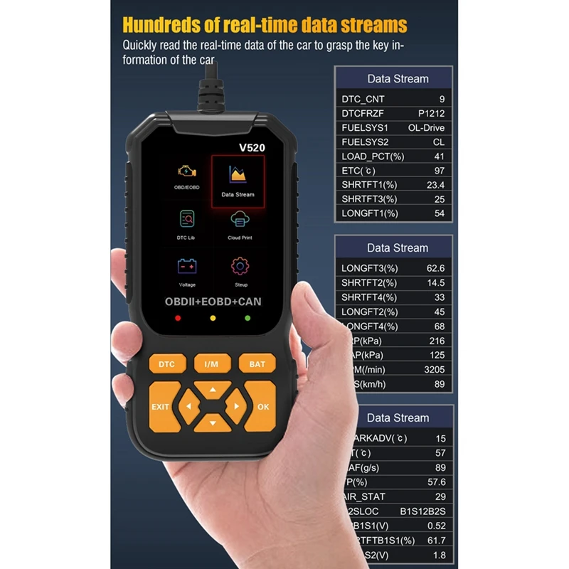 V520 OBD2 сканер профессиональная автомобильная система двигателя автомобильный DTC