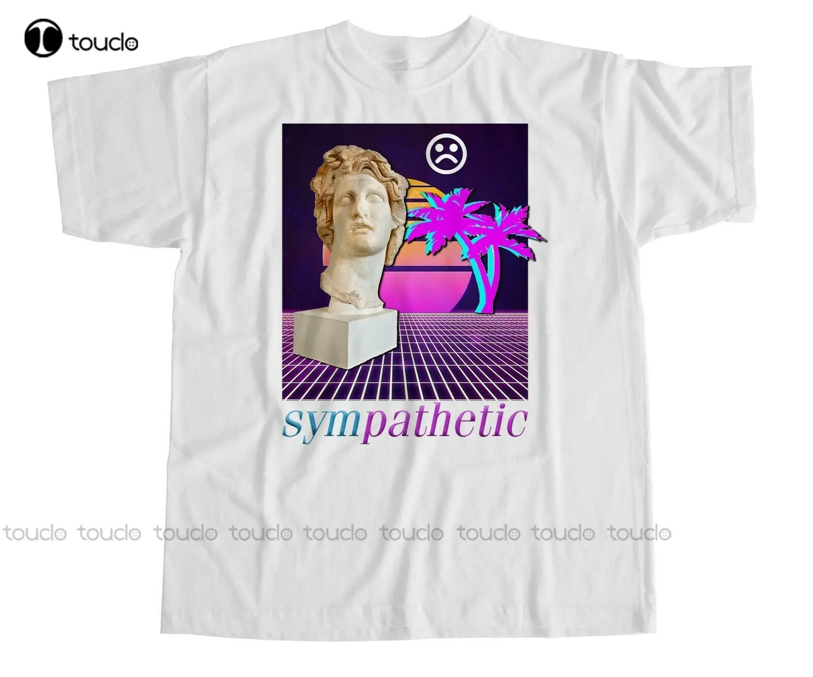 

Футболка эстетика Vaporwave, футболка унисекс для мужчин и женщин, Ретро стиль, Мона в эстетике Майами, с принтом грустных цветов