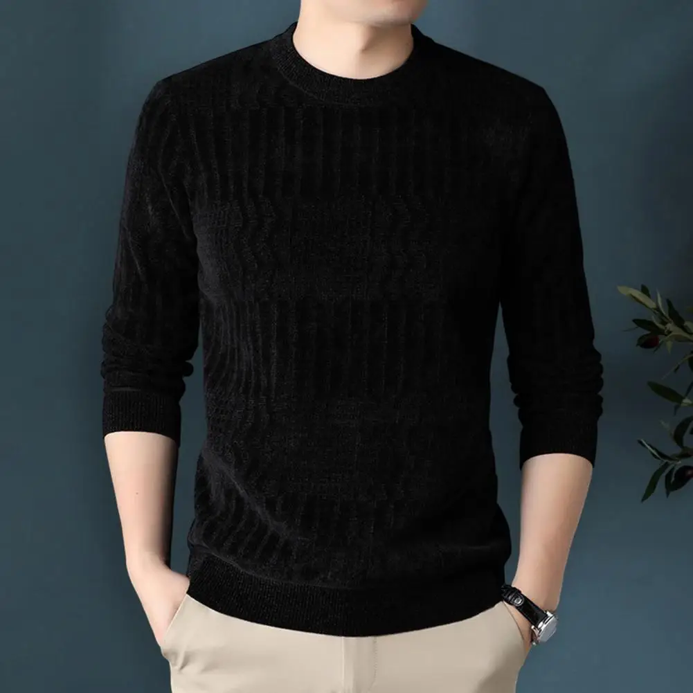 

Мужской свитер с круглым вырезом, уютный мужской вязаный свитер, плотный Теплый Стильный пуловер для осени и зимы, стандартный мужской Однотонный свитер