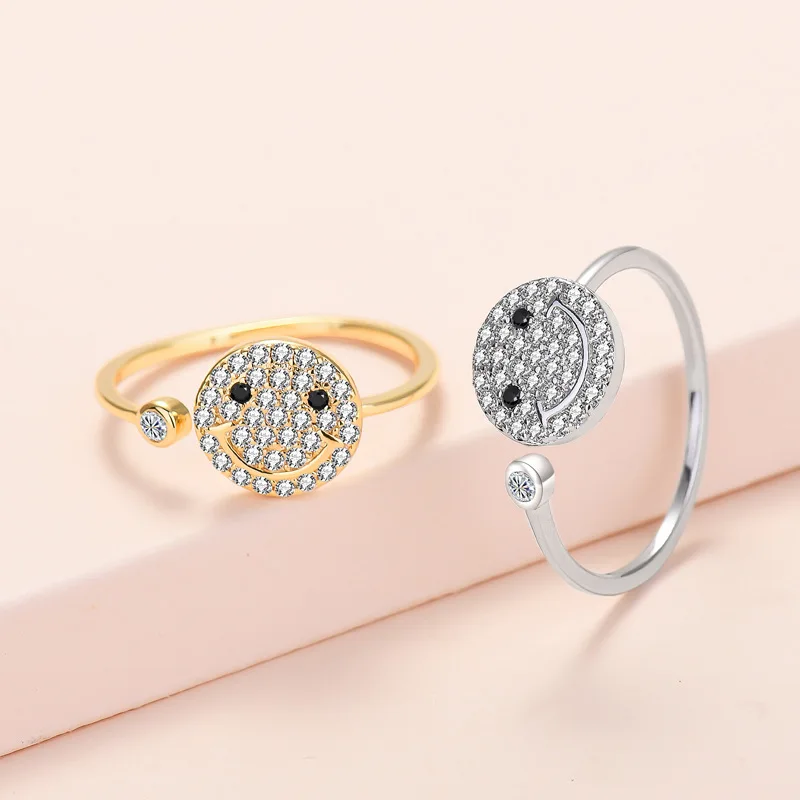 

New 2022 Designer Smiley Face Ring Zircon Opening Ring