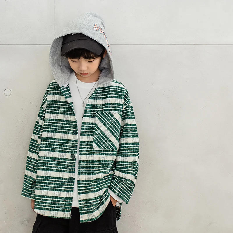 

Boys Jacket Pockets Drop Shoulder Letter Print Stripe Knit Hooded Coat 2022 New Autumn Teen Long Sleeve Hooded Tops 6-14 Years