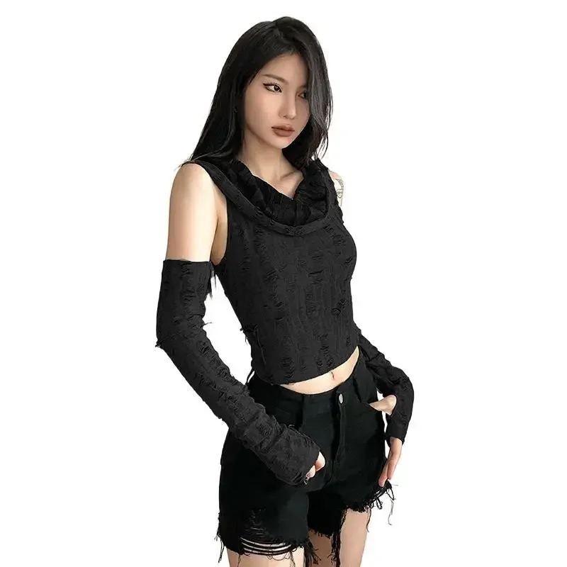 Укороченный топ с короткими рукавами