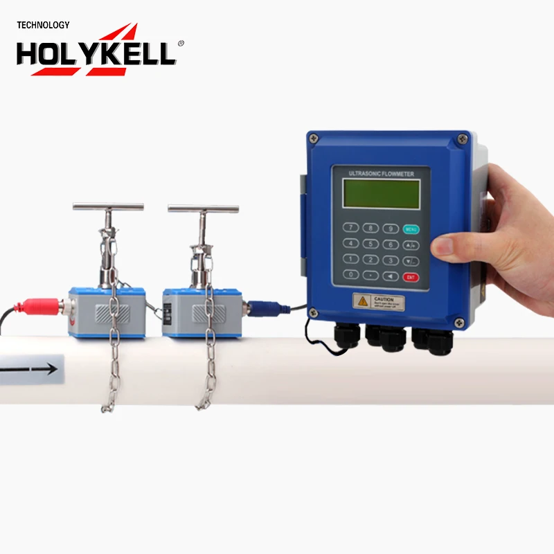 

Holykell low cost dn40 wall-mounted ultrasonic flowmeter
