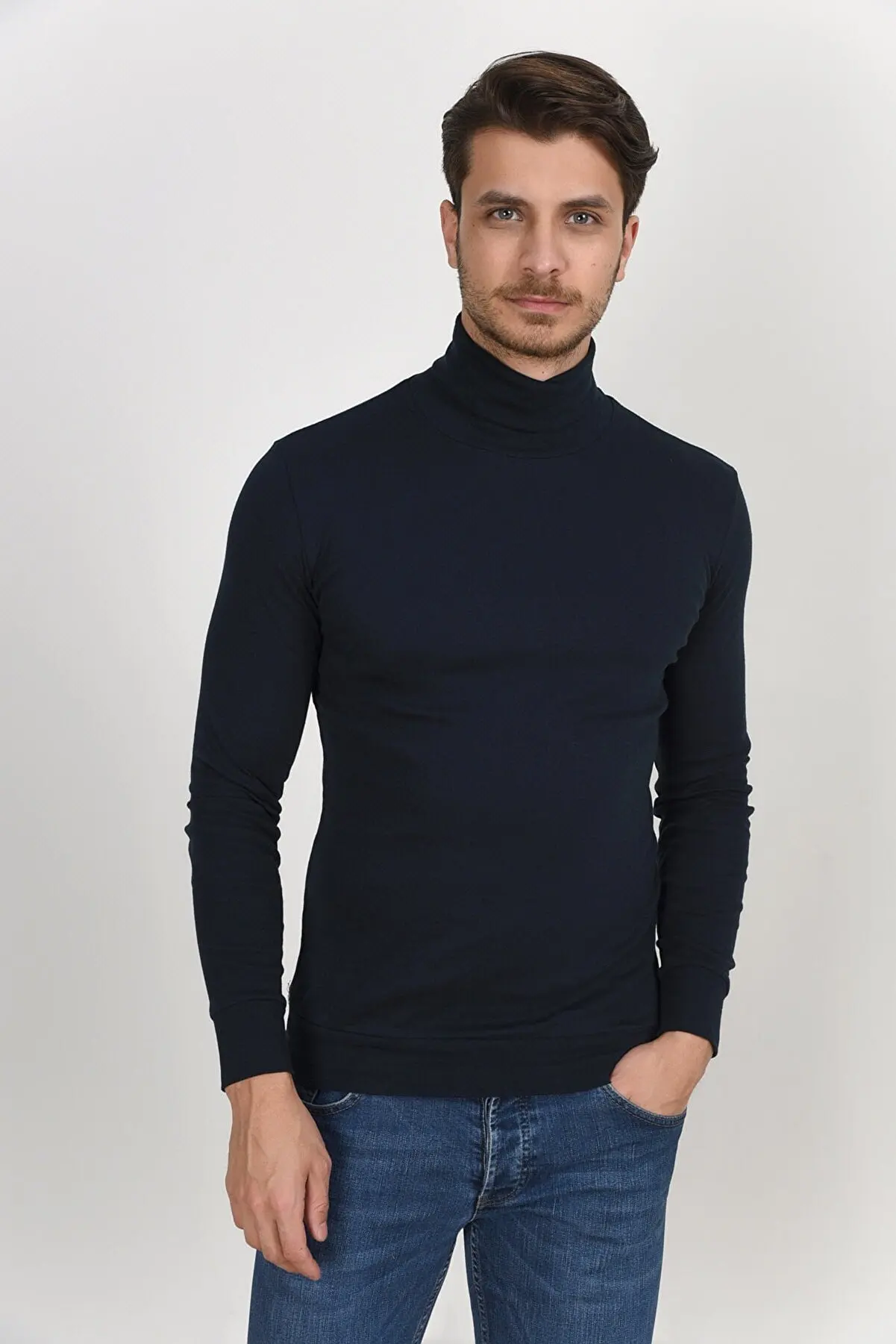 

Navy blue fisherman collar Sweatshirt Sweatshirt Pullover Pullover Sweater Sweater Cardigan Tops Pullover Sweatshirt 34463916