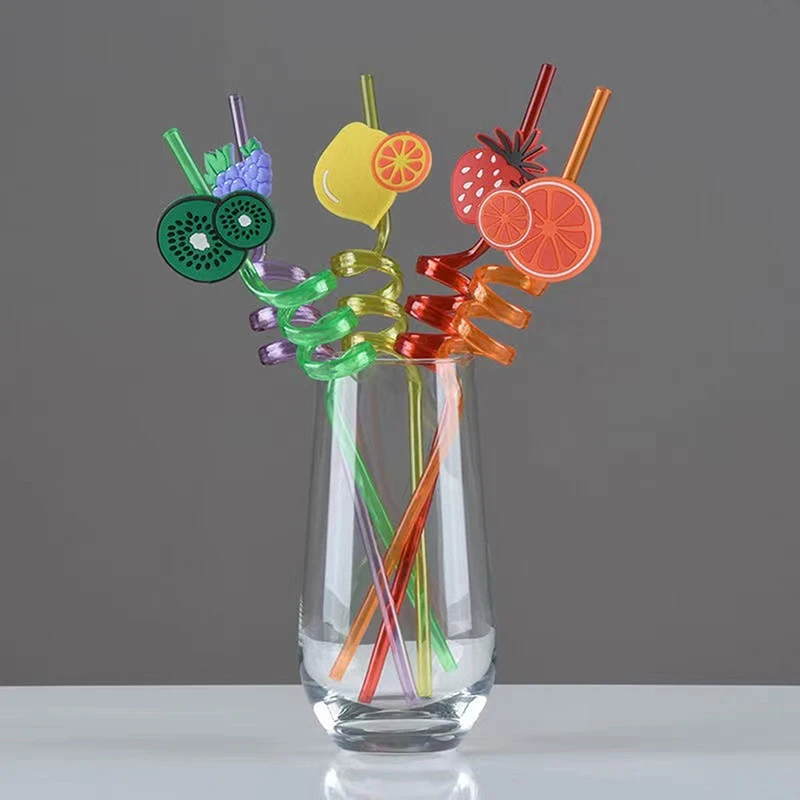 

Creative straw water cup bar straw fruit shape straw can be washed and reused